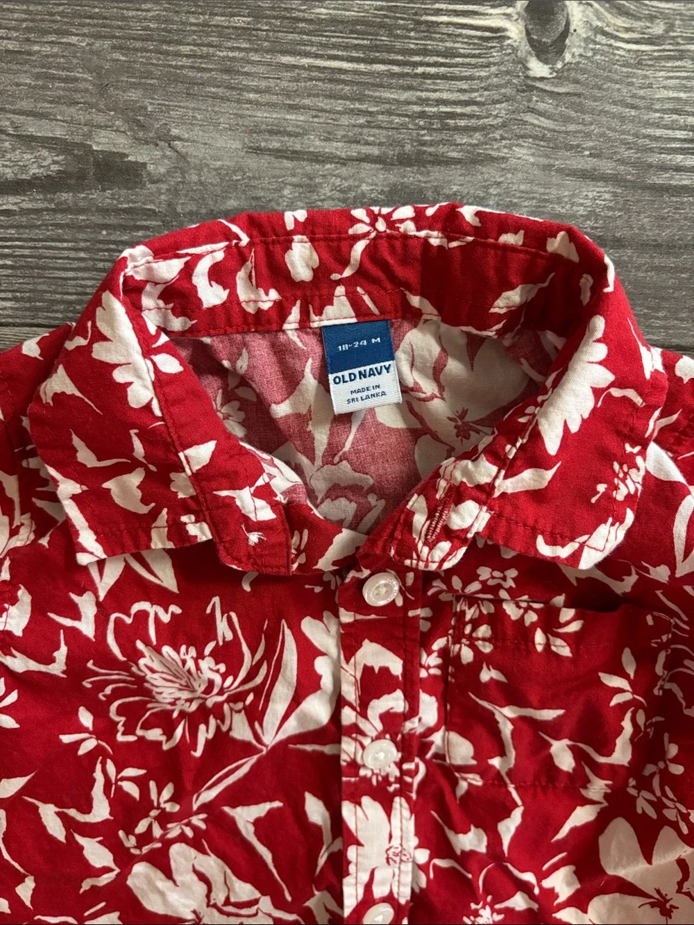 Old Navy Red and White Floral Button-Down Shirt for Kids